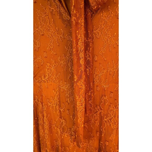 ZARA Vintage Inspired Small Lace Midi Dress In Burnt Orange - Picture 12 of 14